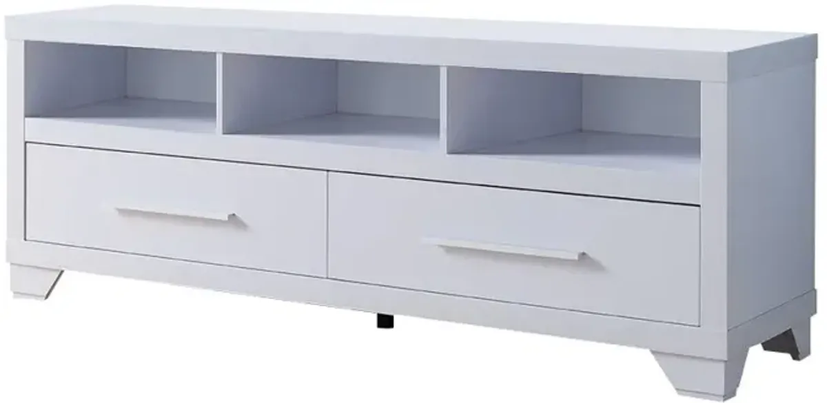 TV Stand, Home Entertainment Console With 2 Drawers, 3 Shelves - White