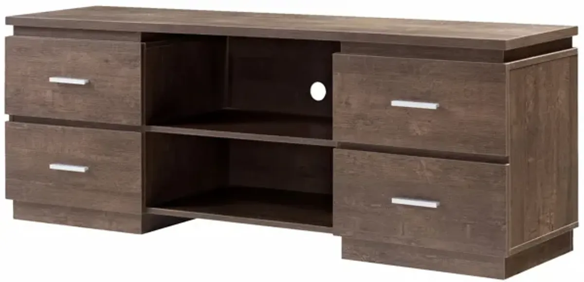 Home Entertainment Console, TV Stand With 4 Drawers, 2 Shelves - Walnut Oak