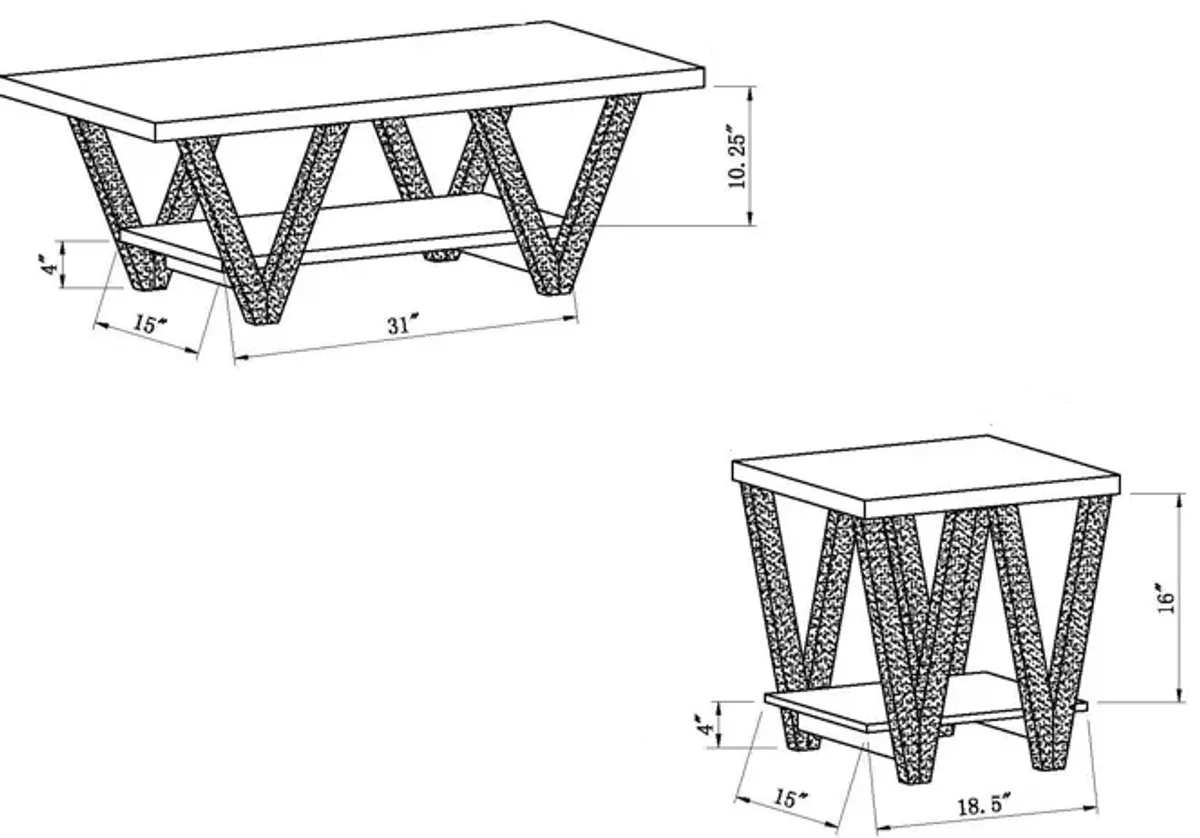 Coffee End Table (Set of 2) - White / Dark Taupe