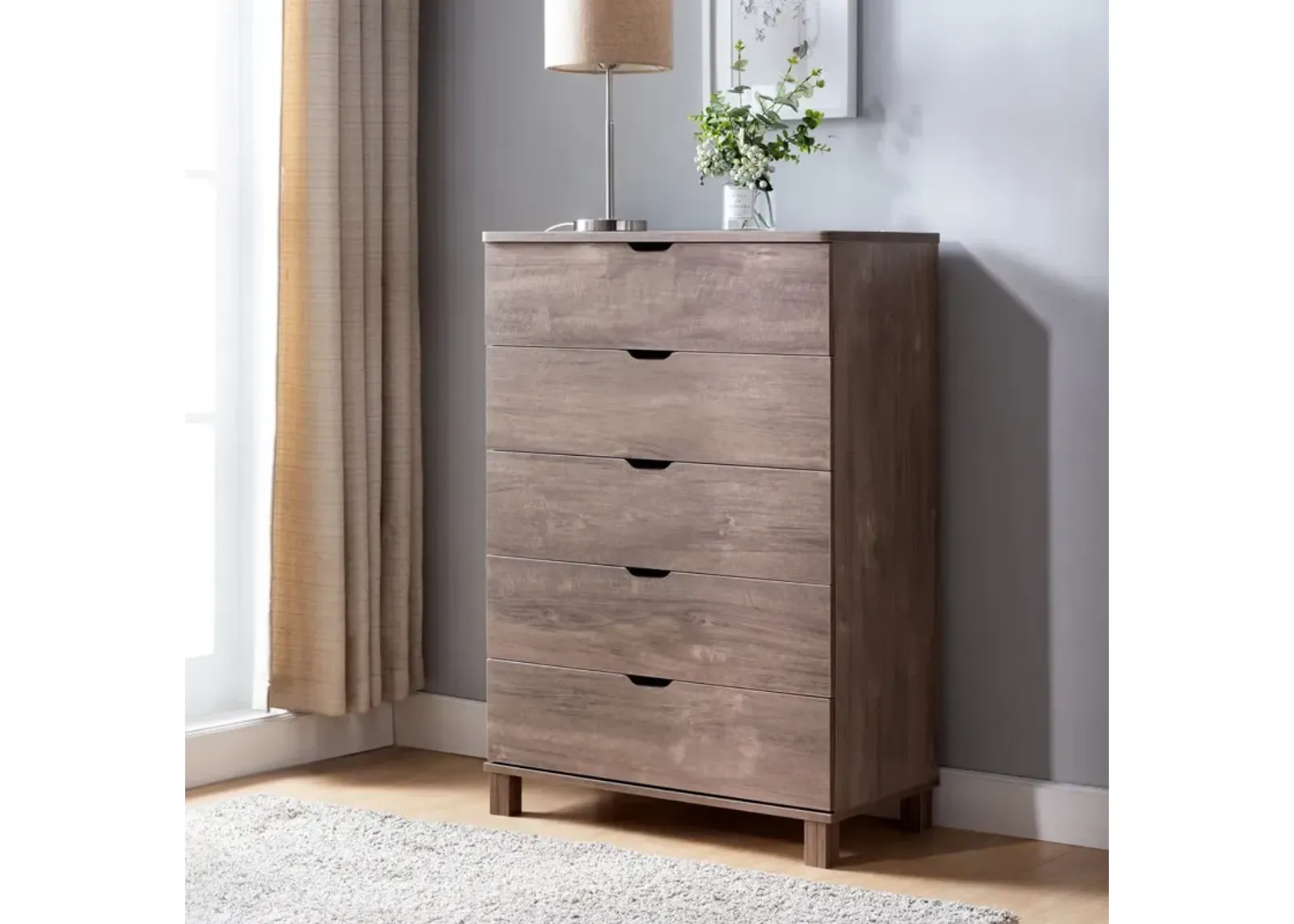 5 Drawers Chest Dresser - Hazelnut