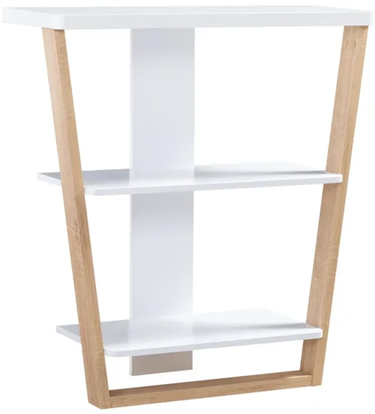 Contemporary Console Table With Three Open Shelves - White / Light Brown