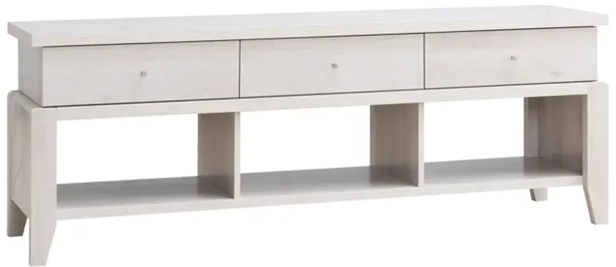 Modern TV Stand With Three Open Shelves And Three Drawers - White