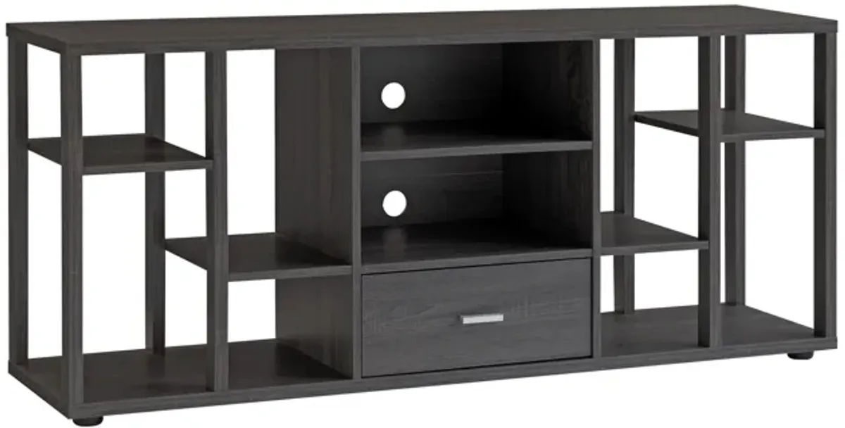 Contemporary TV Stand With Ten Shelves And One Drawer - Gray