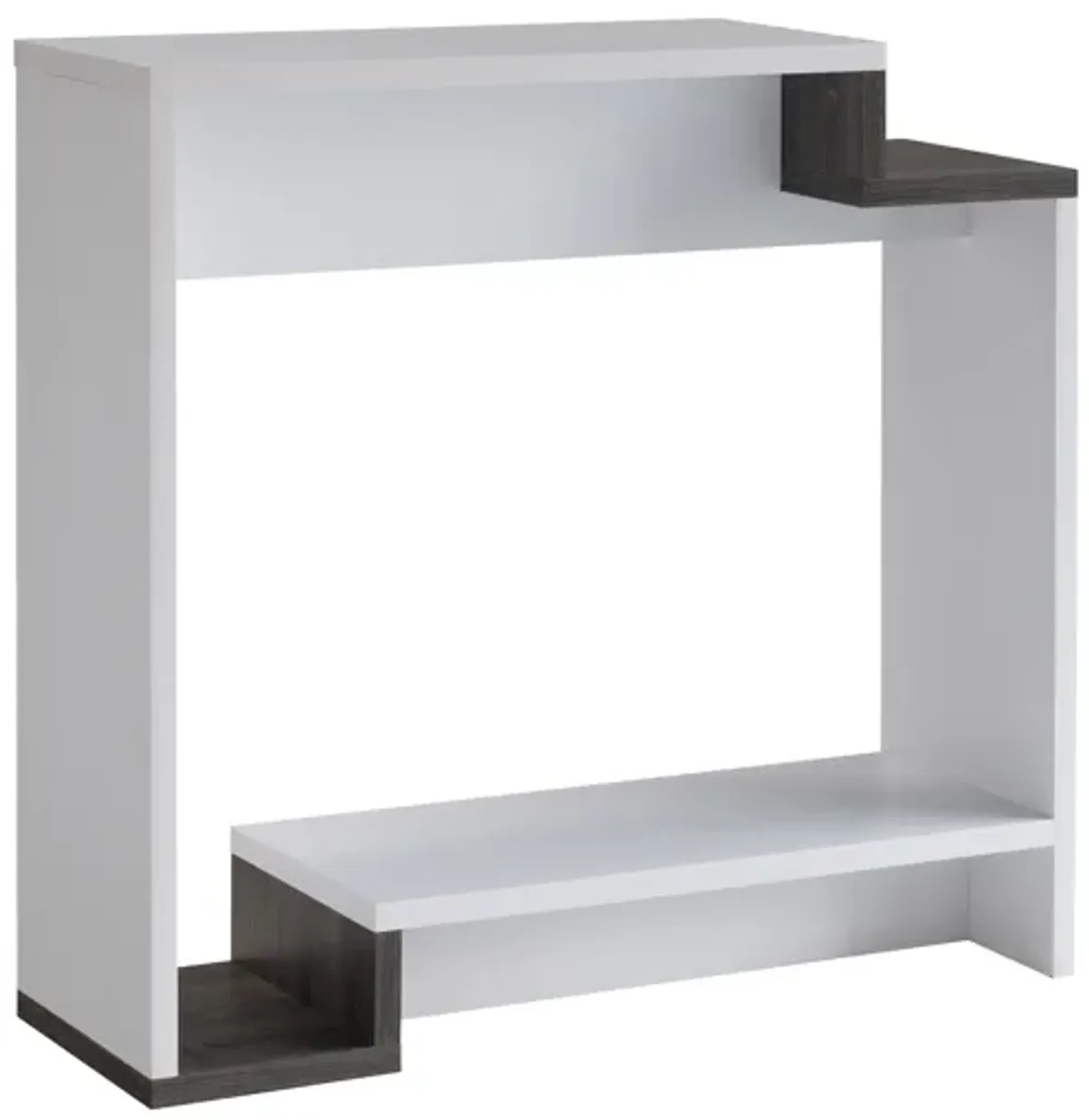 Contemporary Console Table With Two Open Shelves - White / Gray