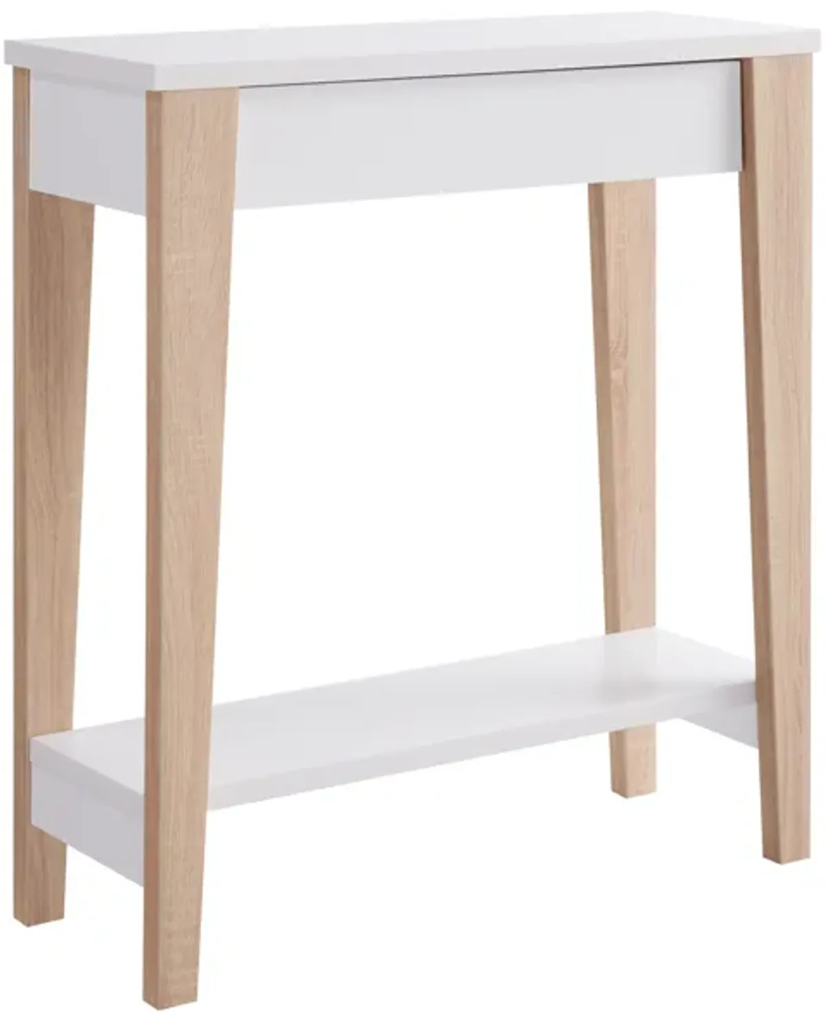 Modern Two Toned Console With Two Shelves - White / Tan