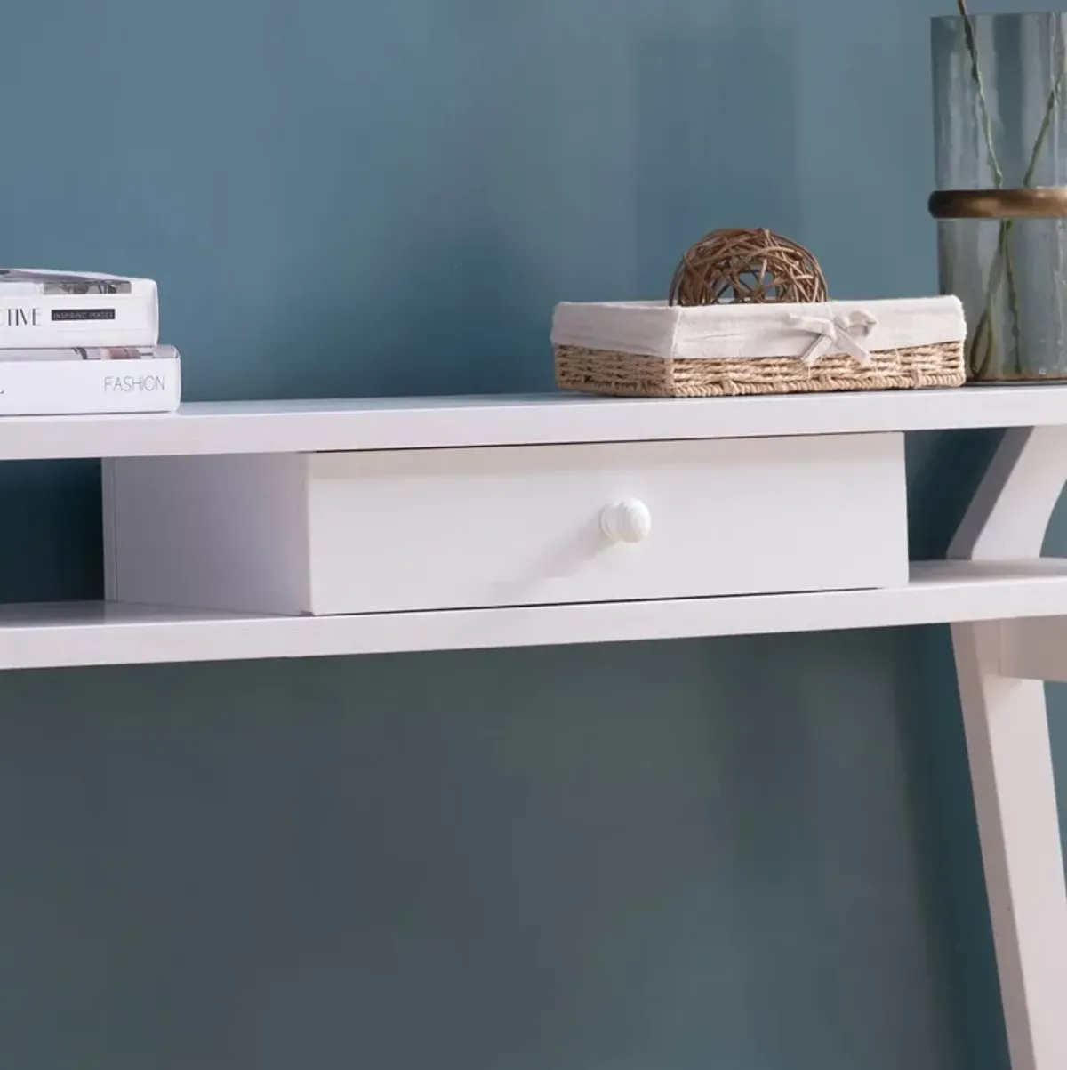 Modern Console With One Drawer - White