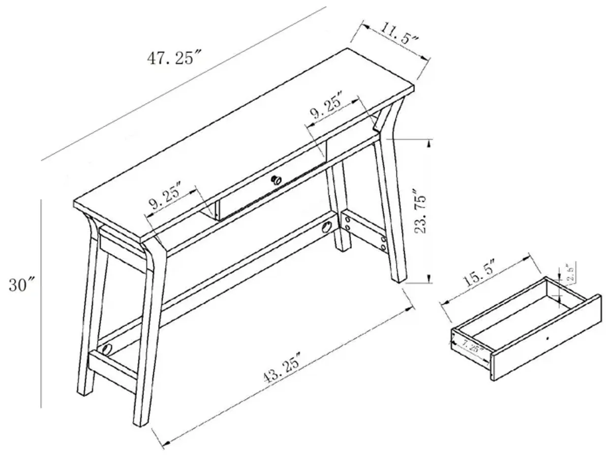 Modern Console With One Drawer - White