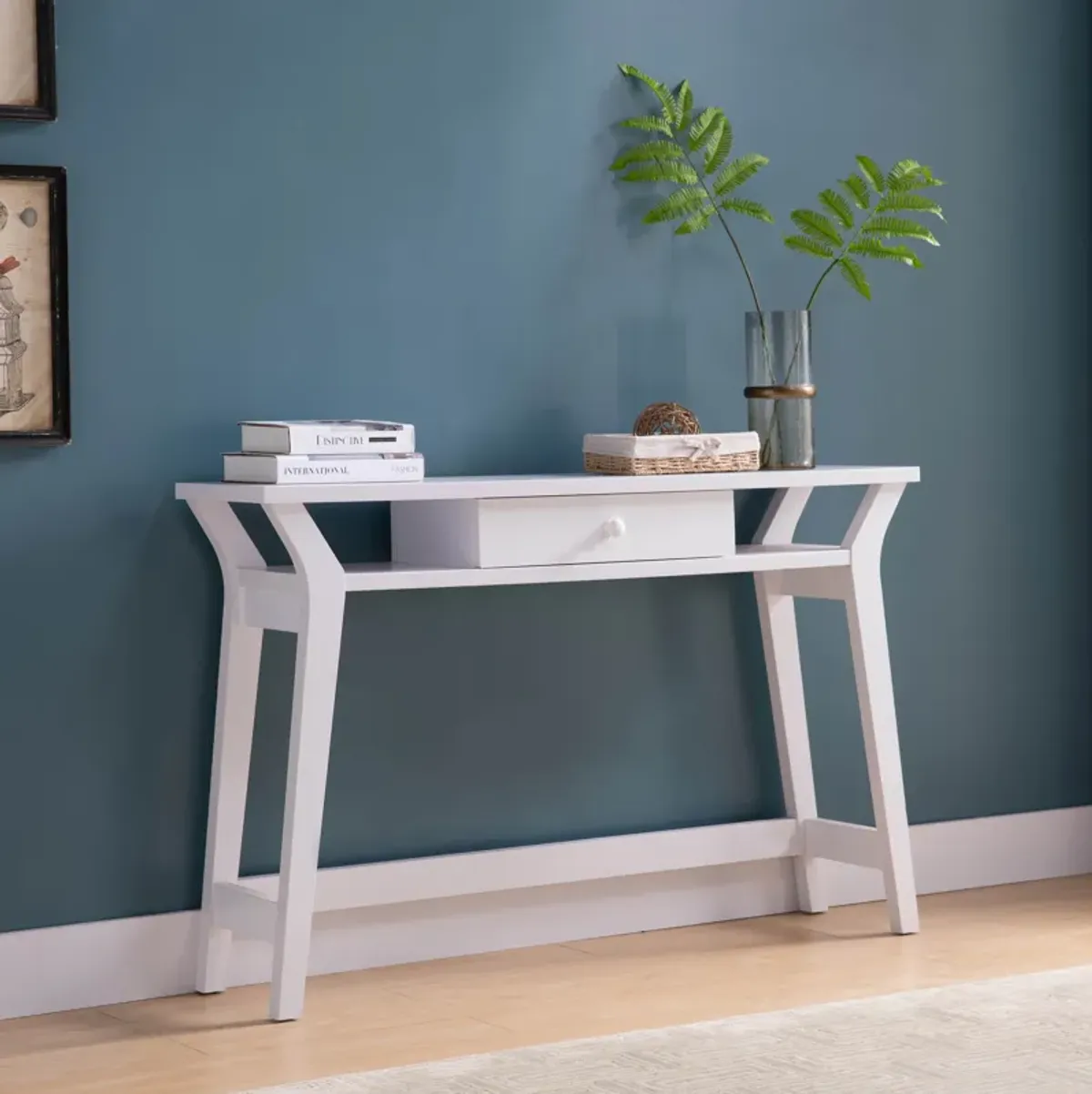 Modern Console With One Drawer - White