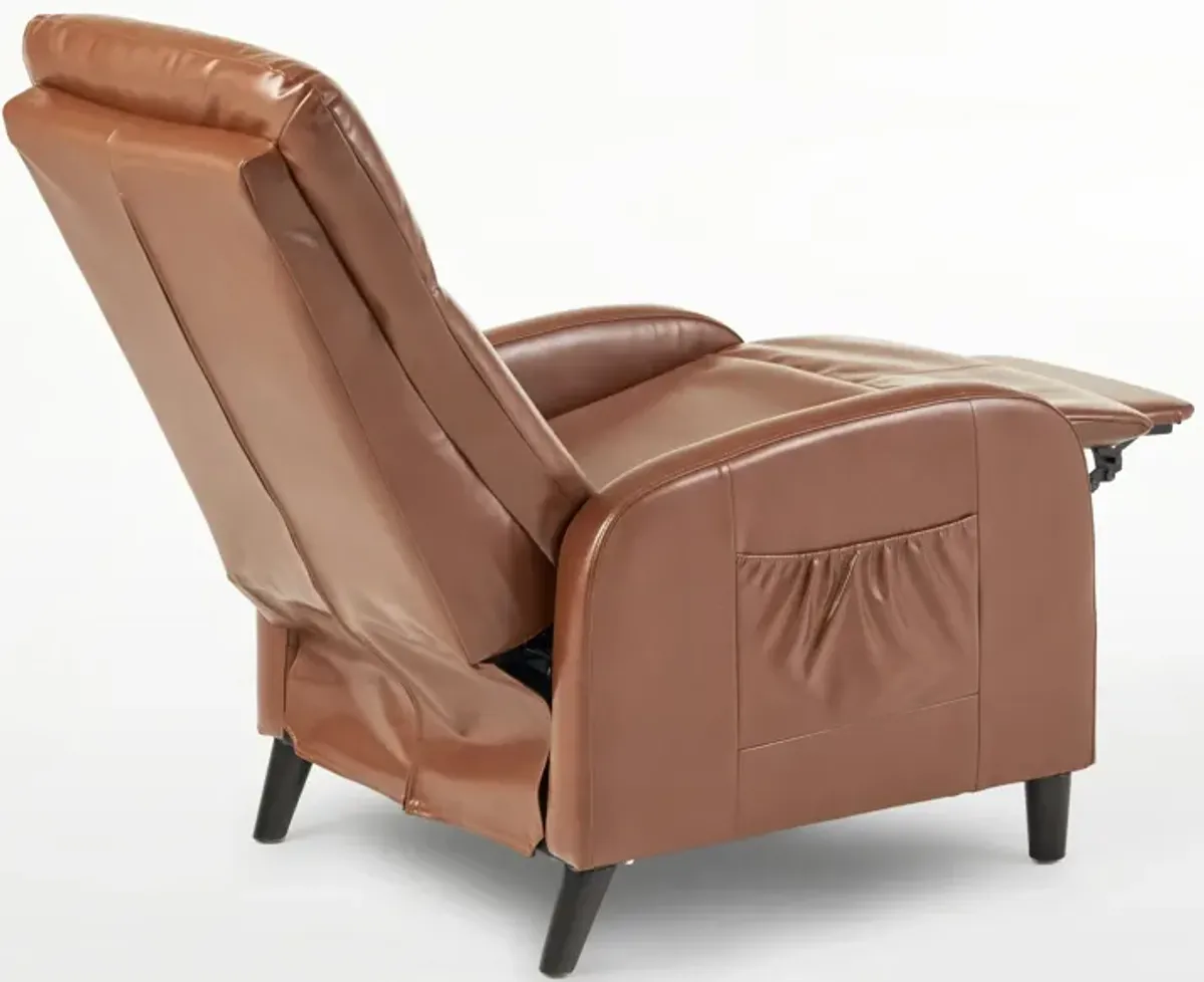 Wide Faux Leather Push Back Standard Recliner - Hazelnut