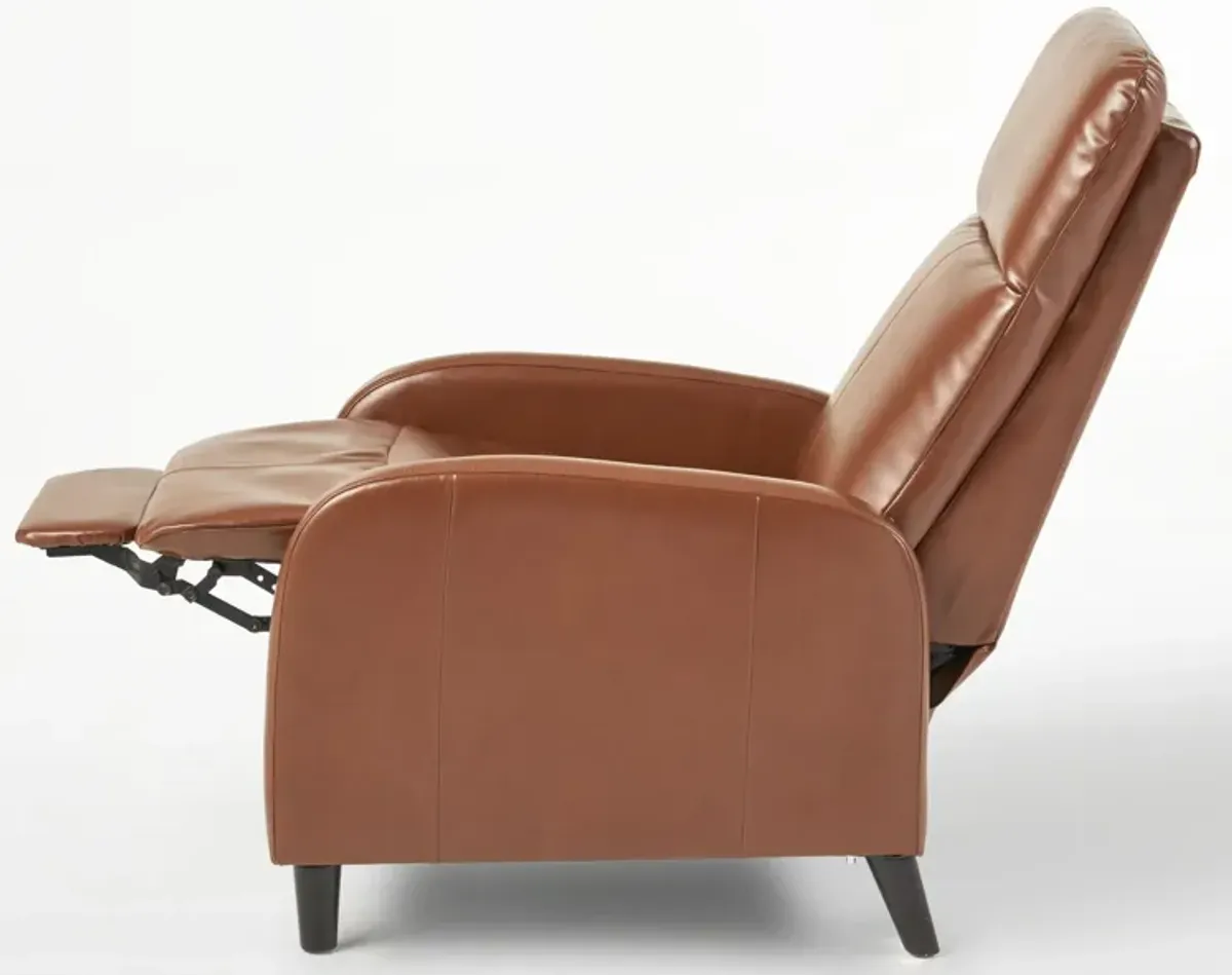 Wide Faux Leather Push Back Standard Recliner - Hazelnut