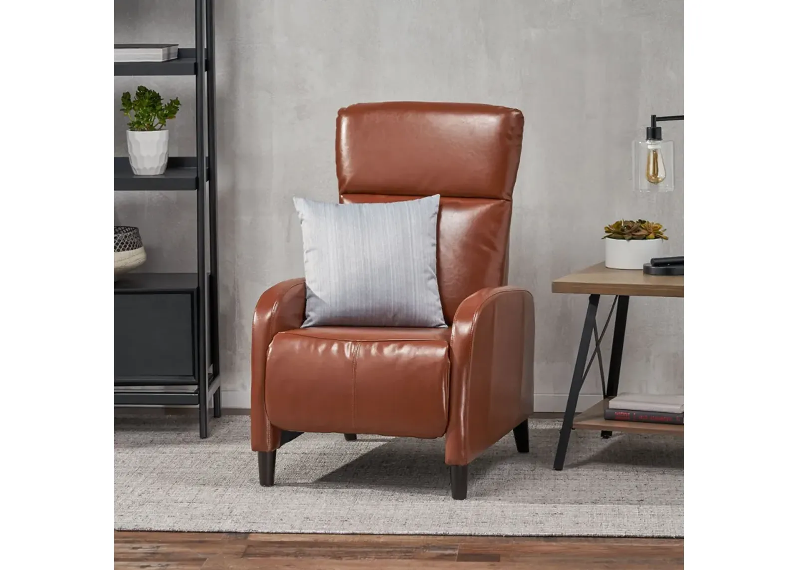 Wide Faux Leather Push Back Standard Recliner - Hazelnut