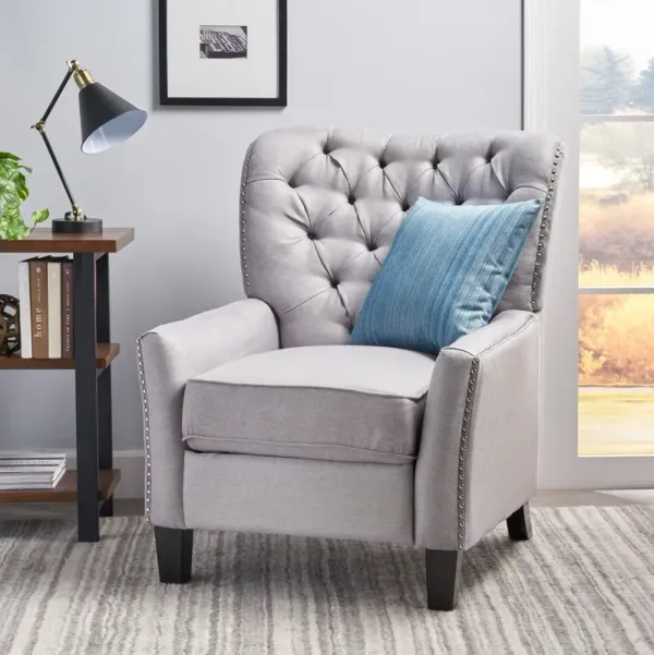 Modern Fabric Push Back Recliner - Light Gray