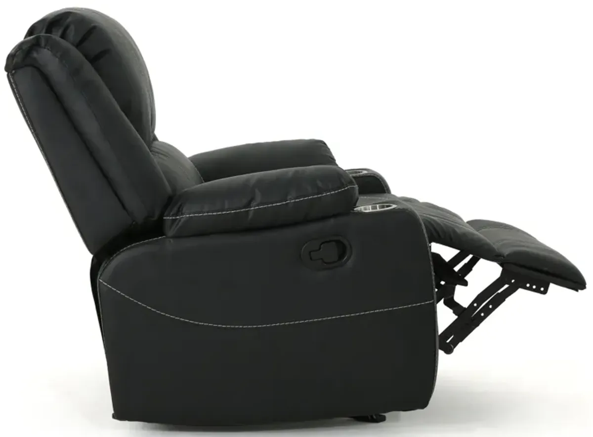 Glider Recliner With Steel Cup Holders - Black