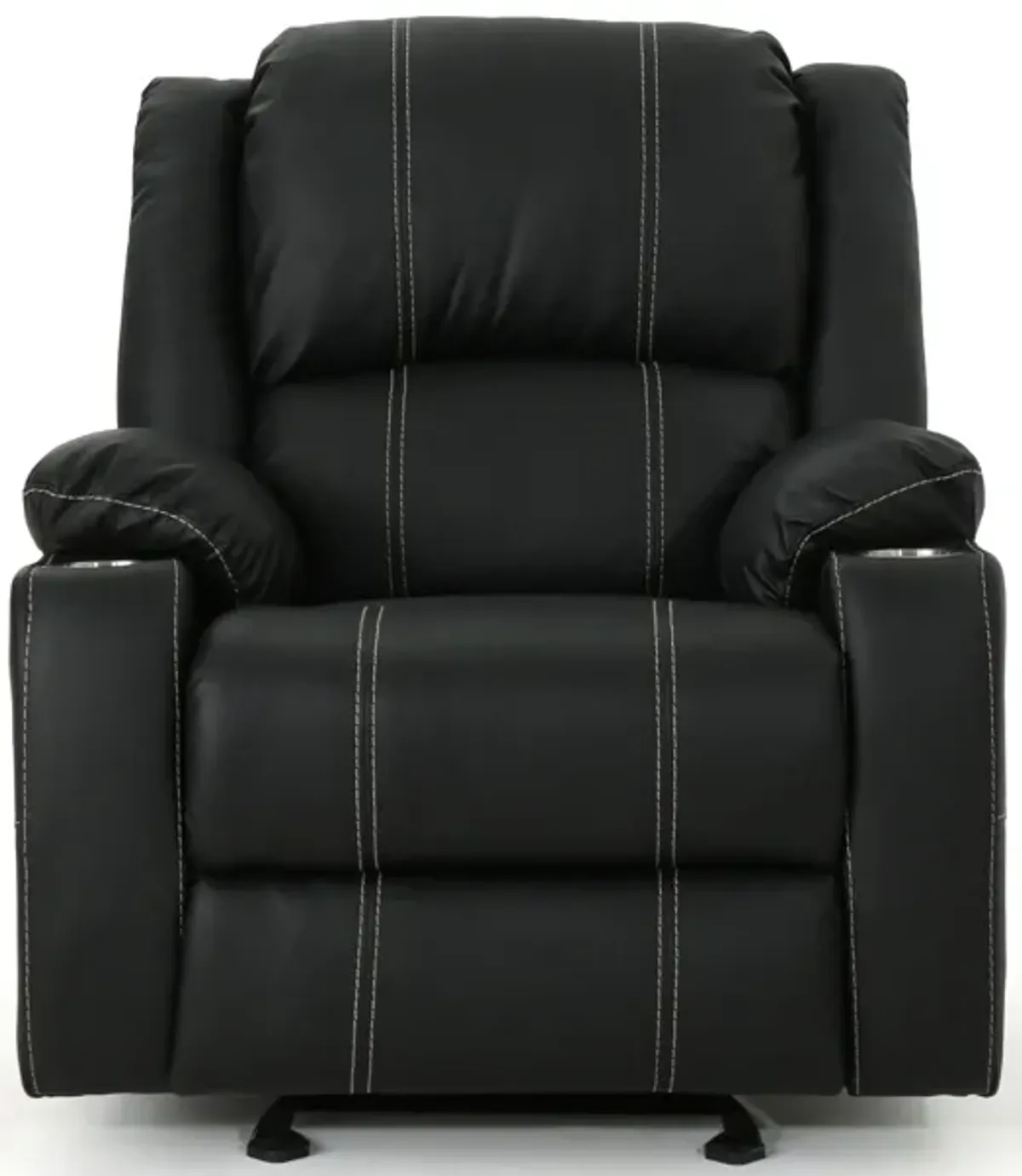 Glider Recliner With Steel Cup Holders - Black