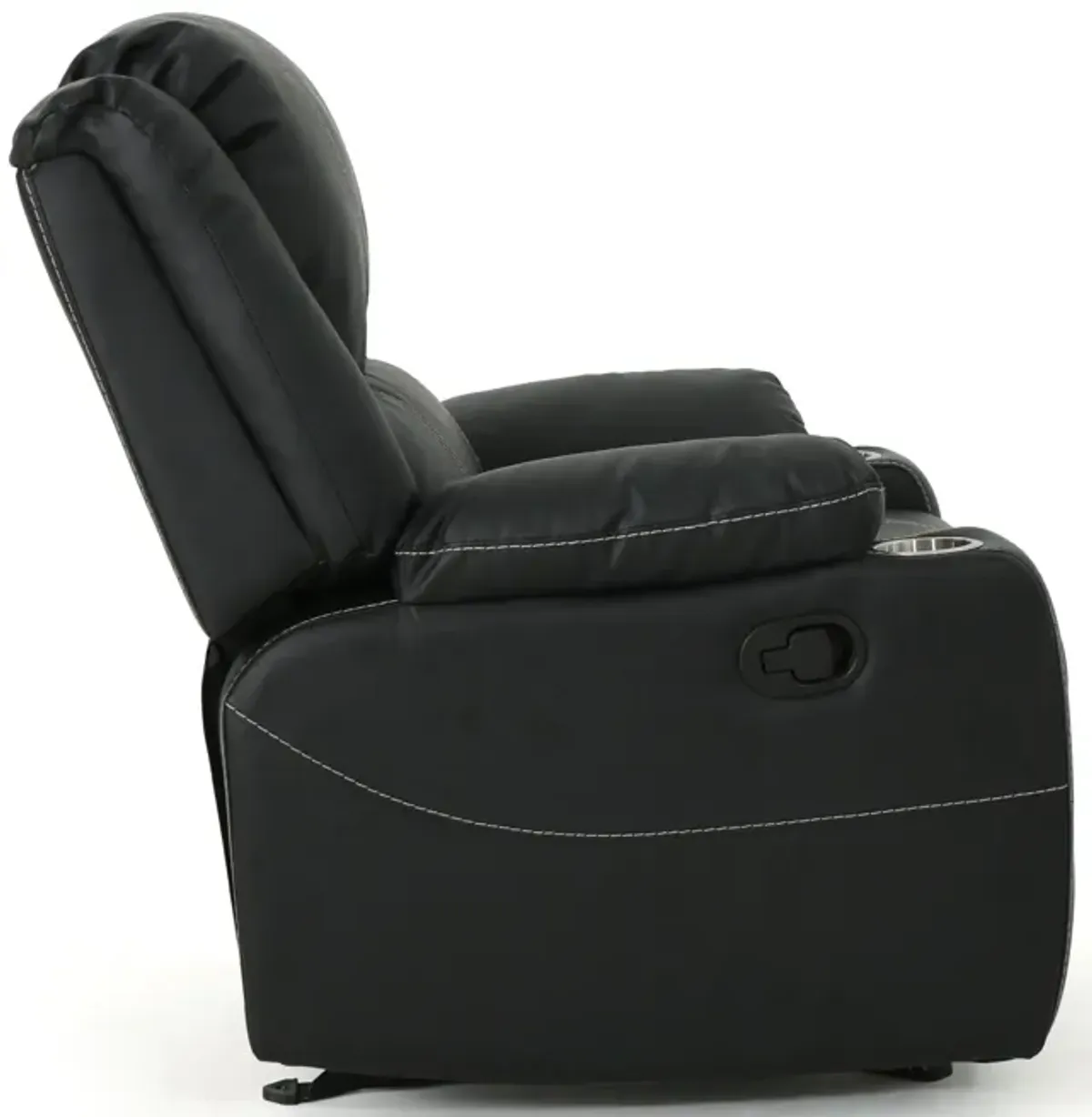 Glider Recliner With Steel Cup Holders - Black