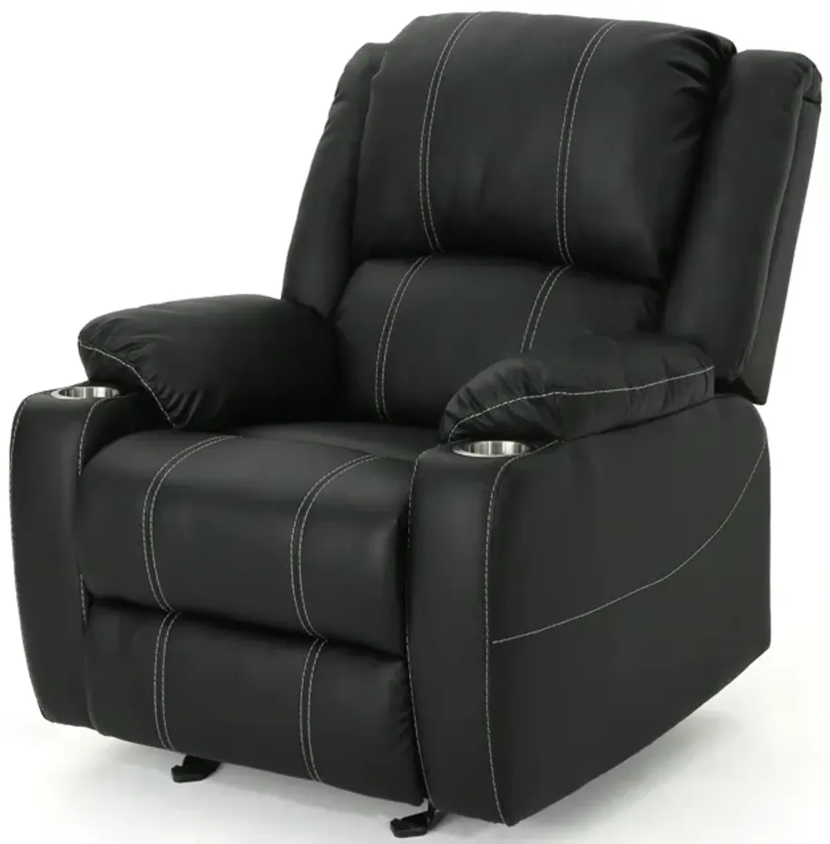 Glider Recliner With Steel Cup Holders - Black