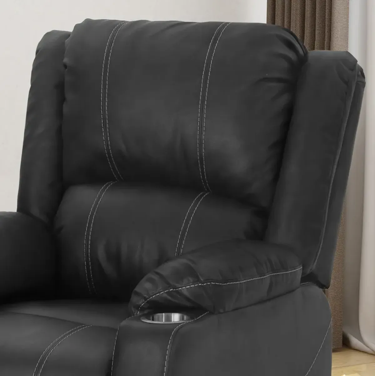 Glider Recliner With Steel Cup Holders - Black