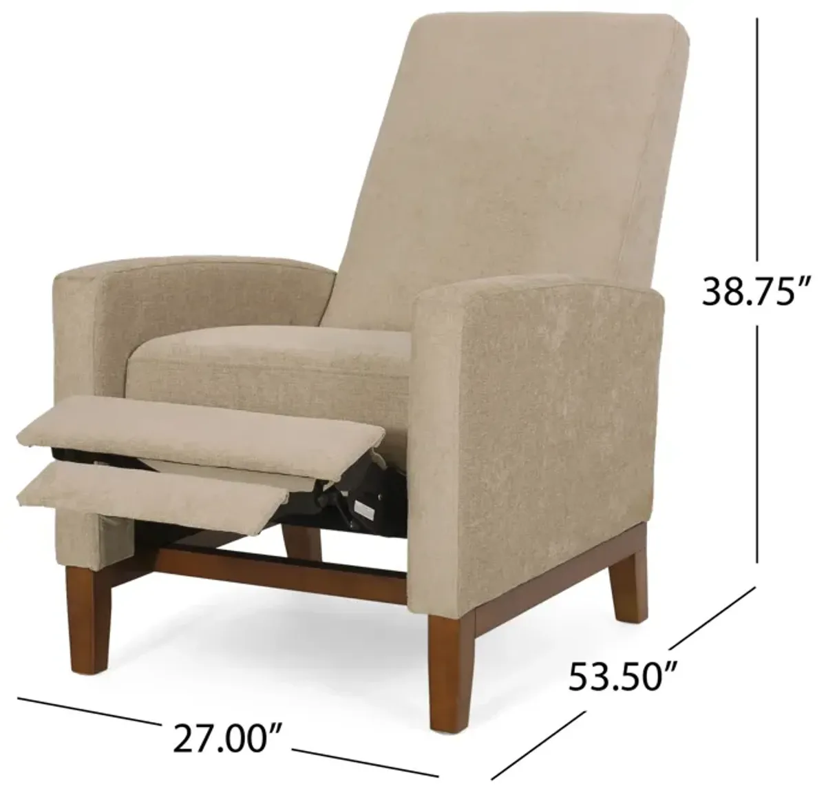 Wide Wood Hand Manual Club Recliner - Sand