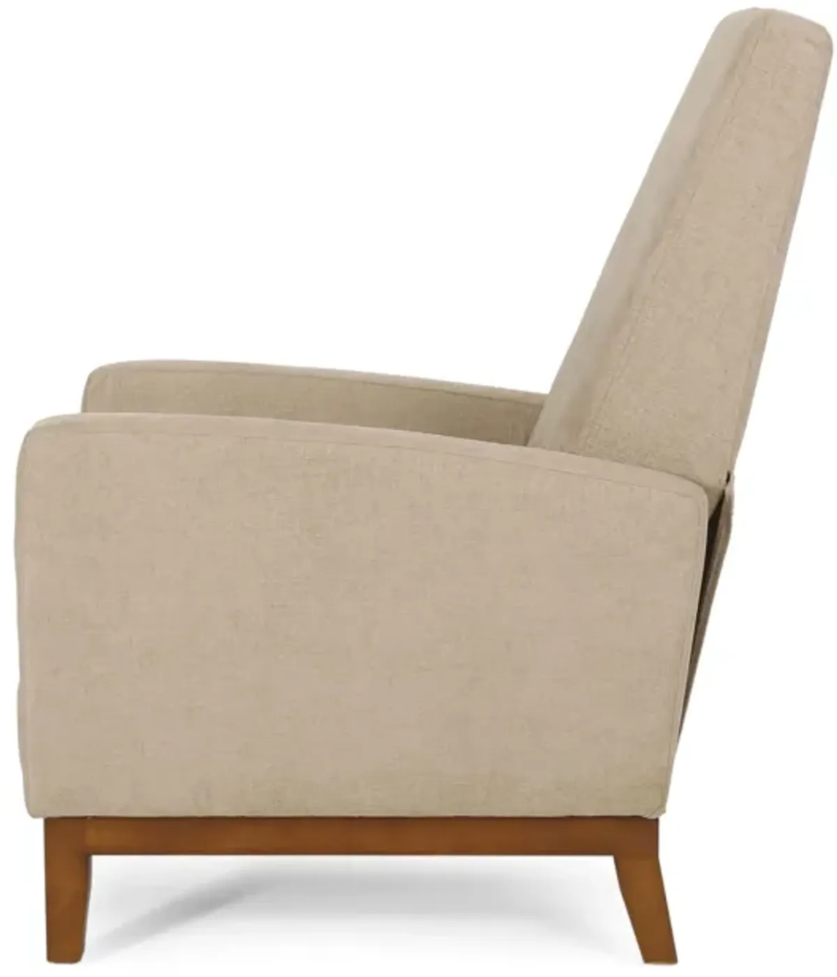 Wide Wood Hand Manual Club Recliner - Sand