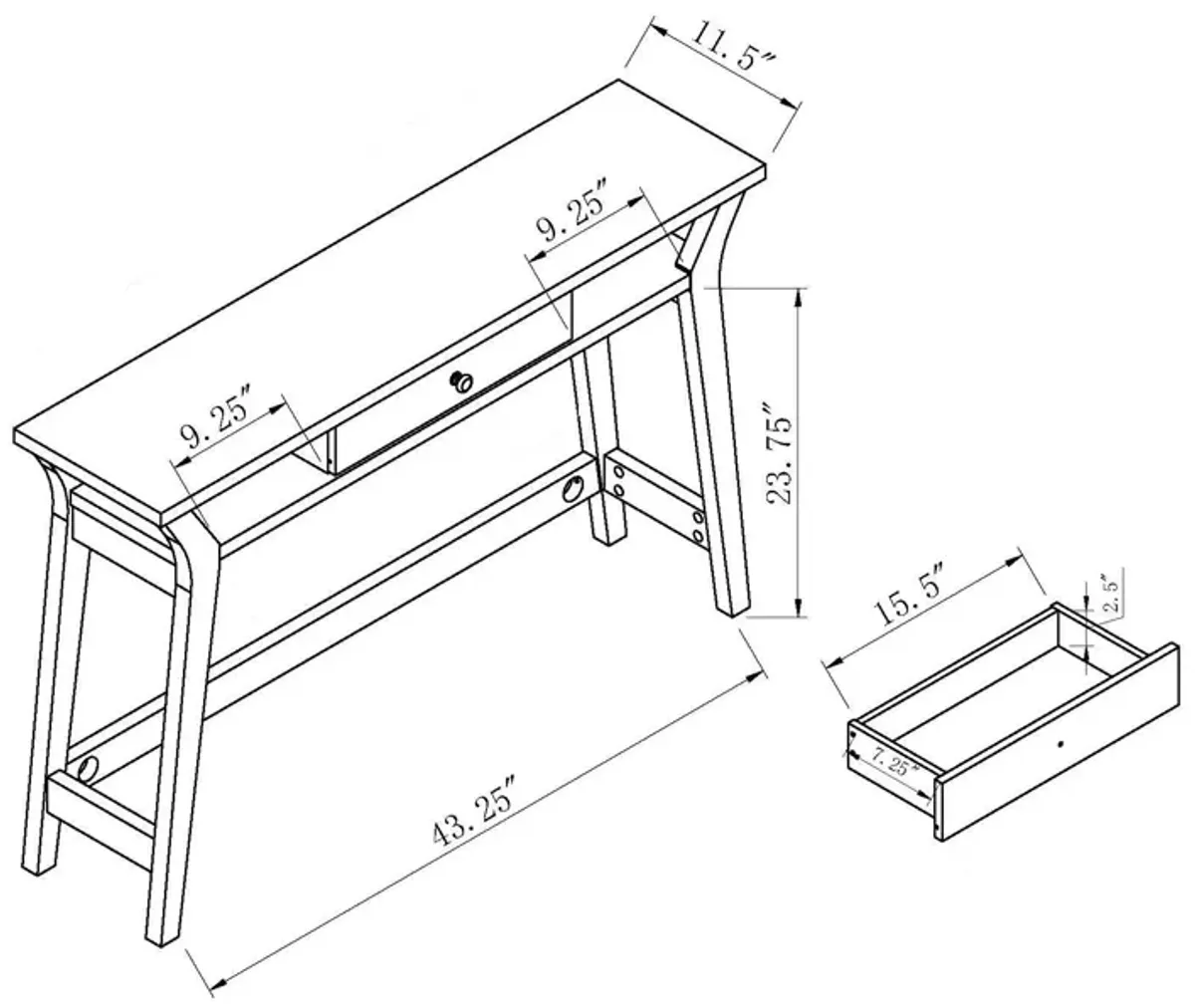 Console Table With One Drawer And Two Open Shelves - Gray