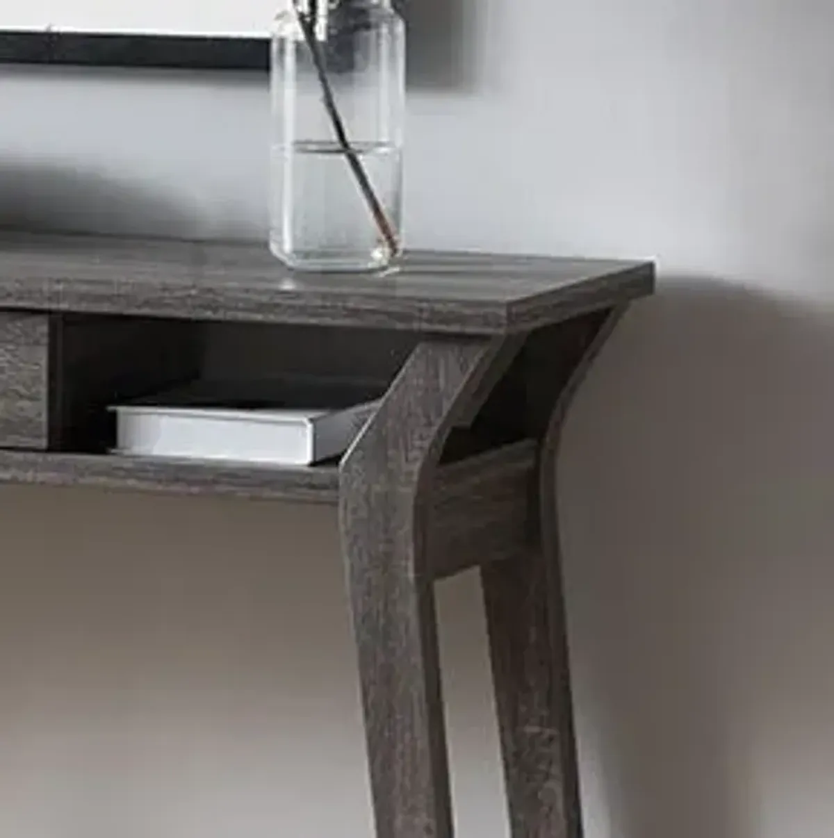 Console Table With One Drawer And Two Open Shelves - Gray