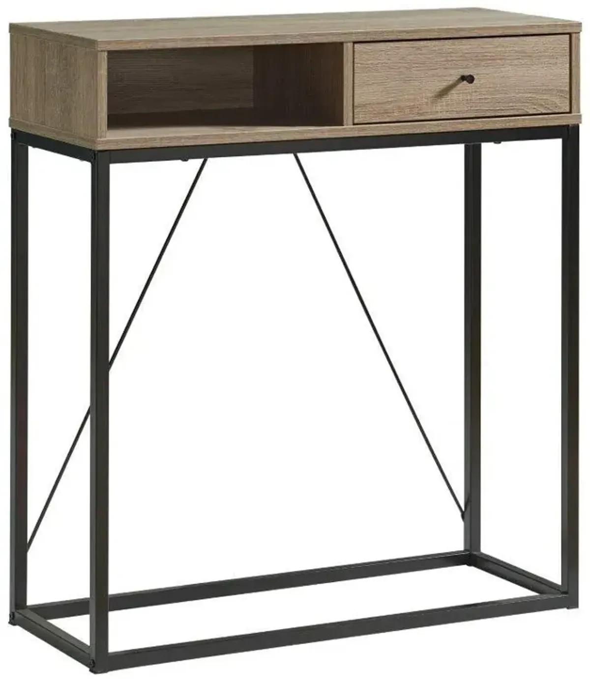 Console Table With One Drawer And Open Cubby - Brown / Black