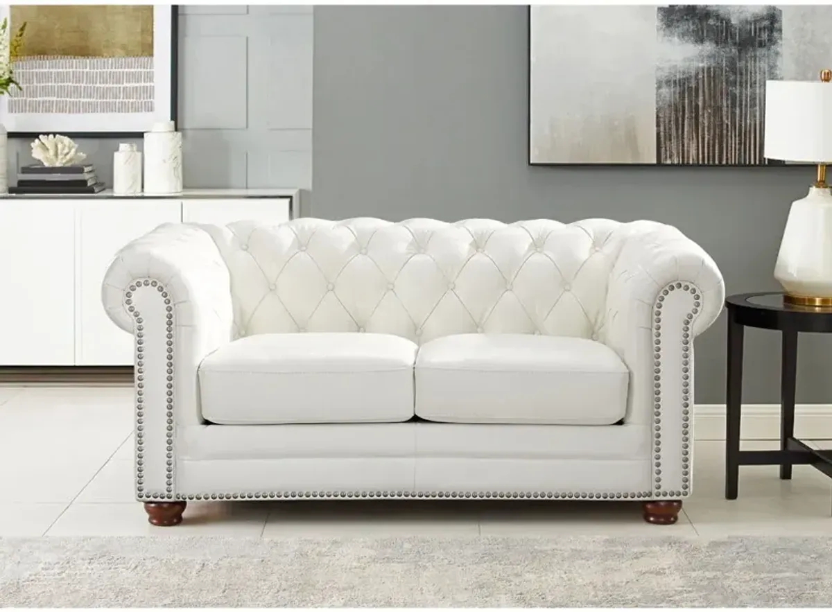 Aliso - Leather Loveseat - Creamy White