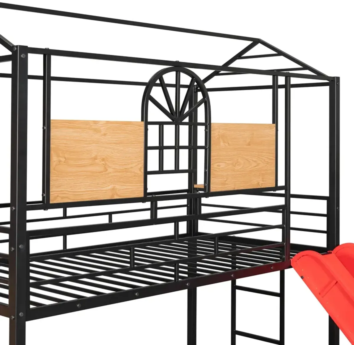 Metal Bunk Bed, Metal Housebed With Slide And Storage Stair