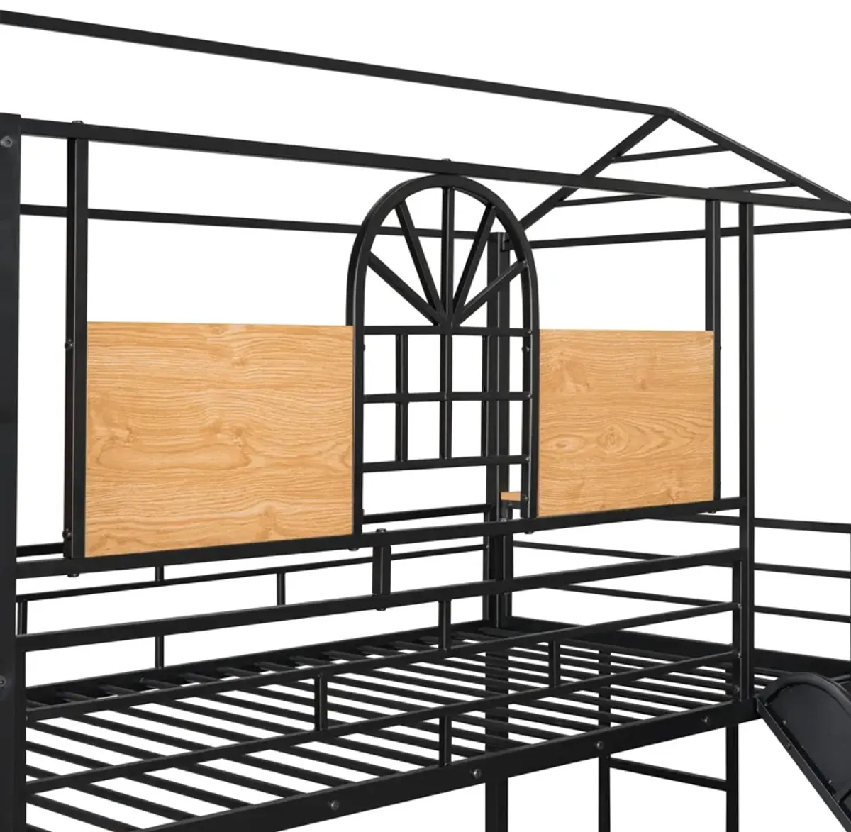 Metal Bunk Bed, Metal Housebed With Slide And Storage Stair