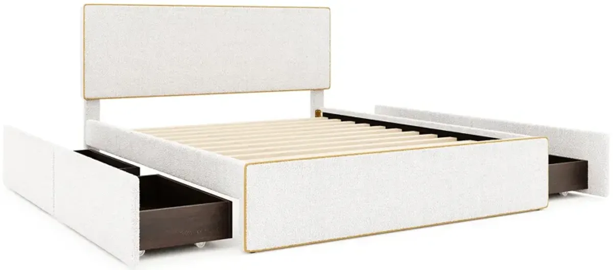 Upholstered Platform Bed With 4 Drawers And Edge On The Headboard & Footboard