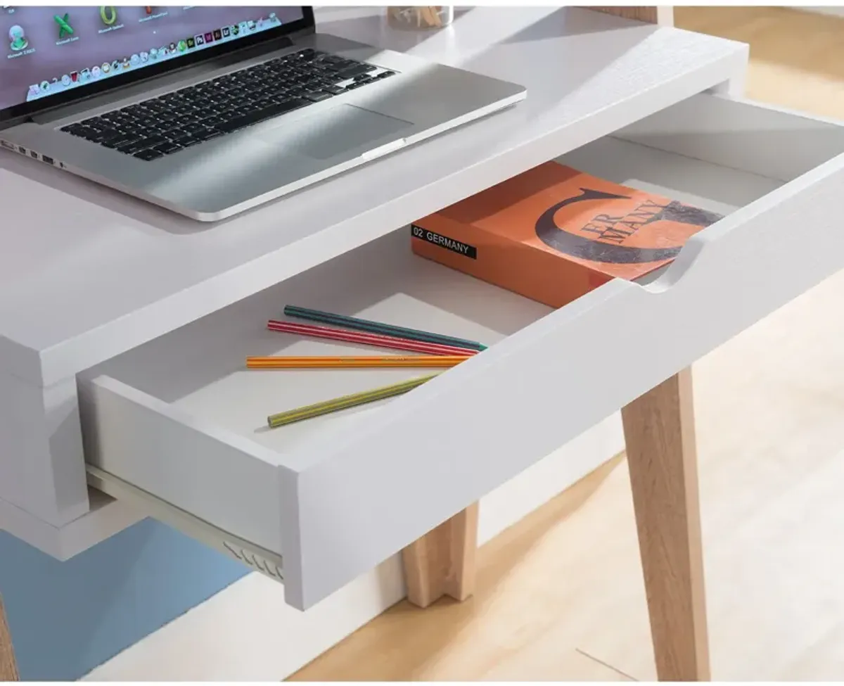 Ladder Desk Two Tone, Home Office Study Desk With Drawer And Two Shelves