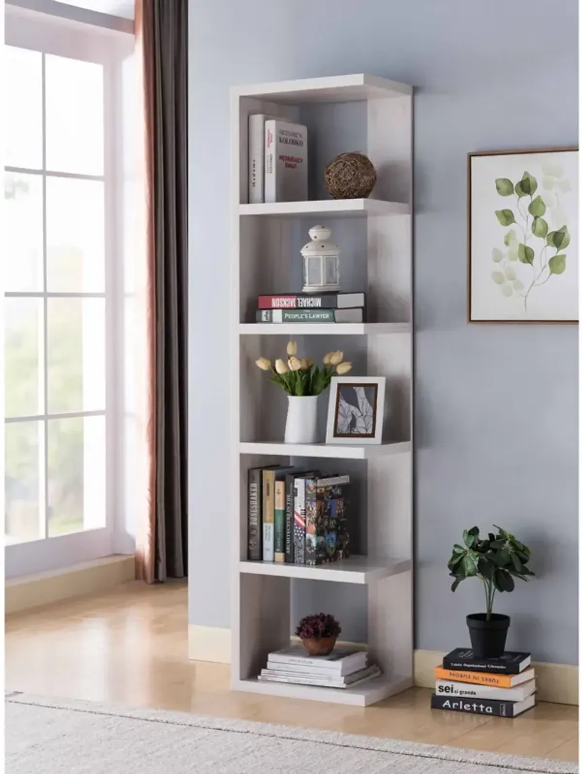 Book Stand, Home Display Bookcase With 5 Tier Shelves