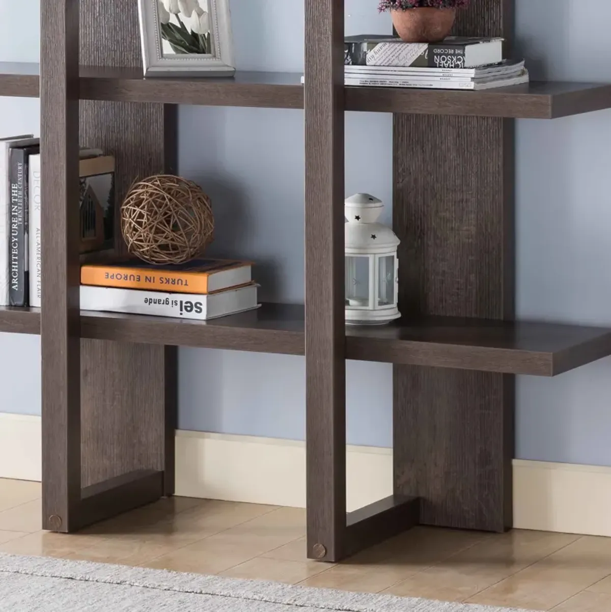 Two Toned Display Cabinet, Tall Bookcase Storage Cabinet