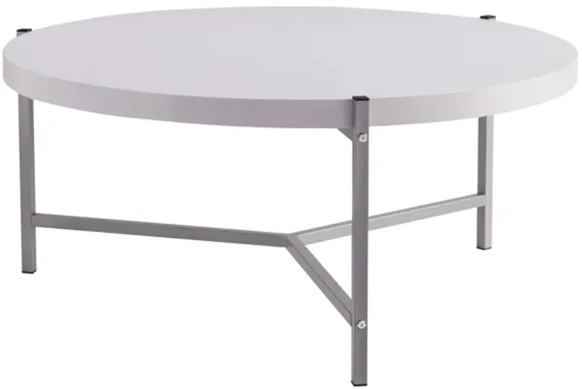 Round Coffee Table With White Metal Legs