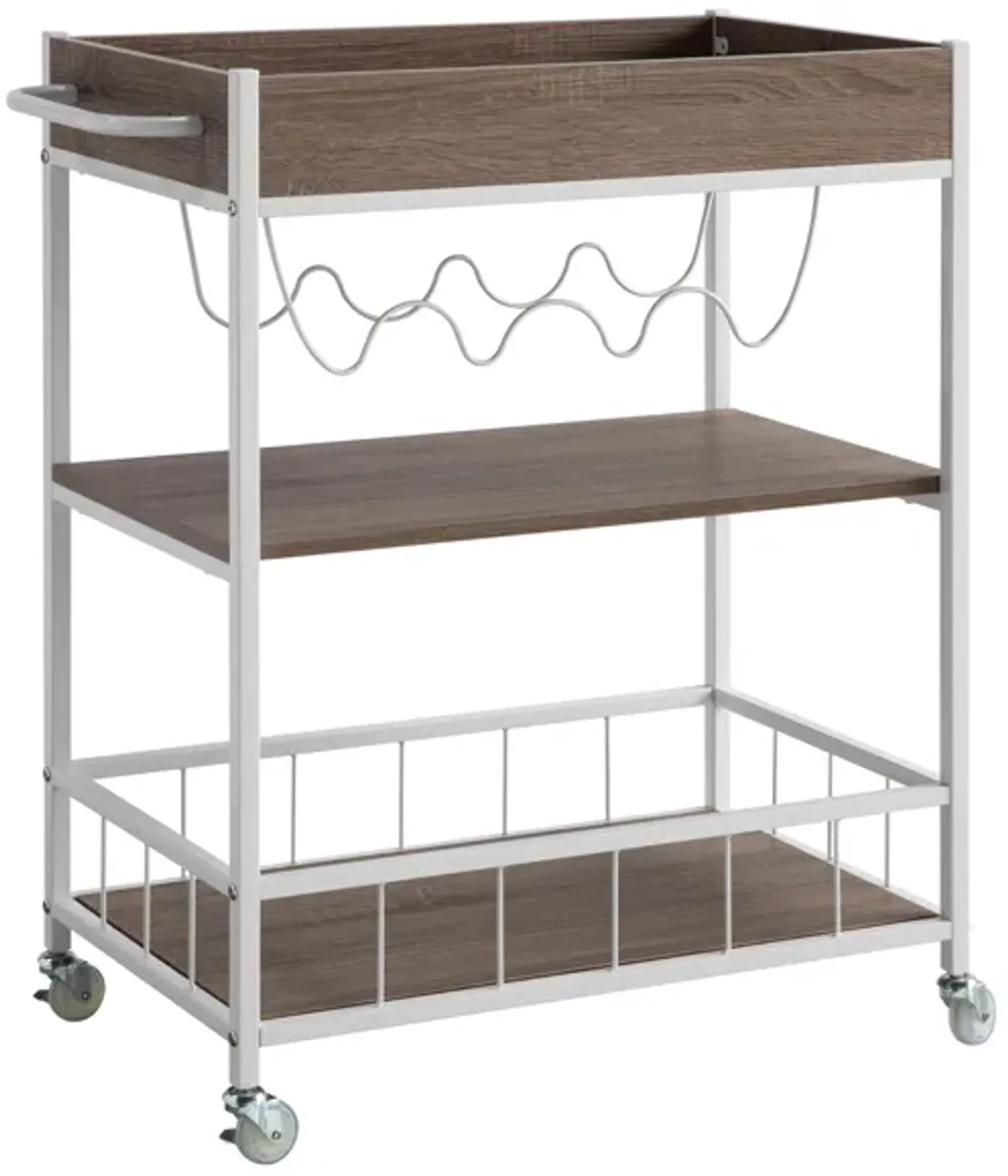 Rolling Kitchen Cart With Storage And Four Wine Bottle Rack