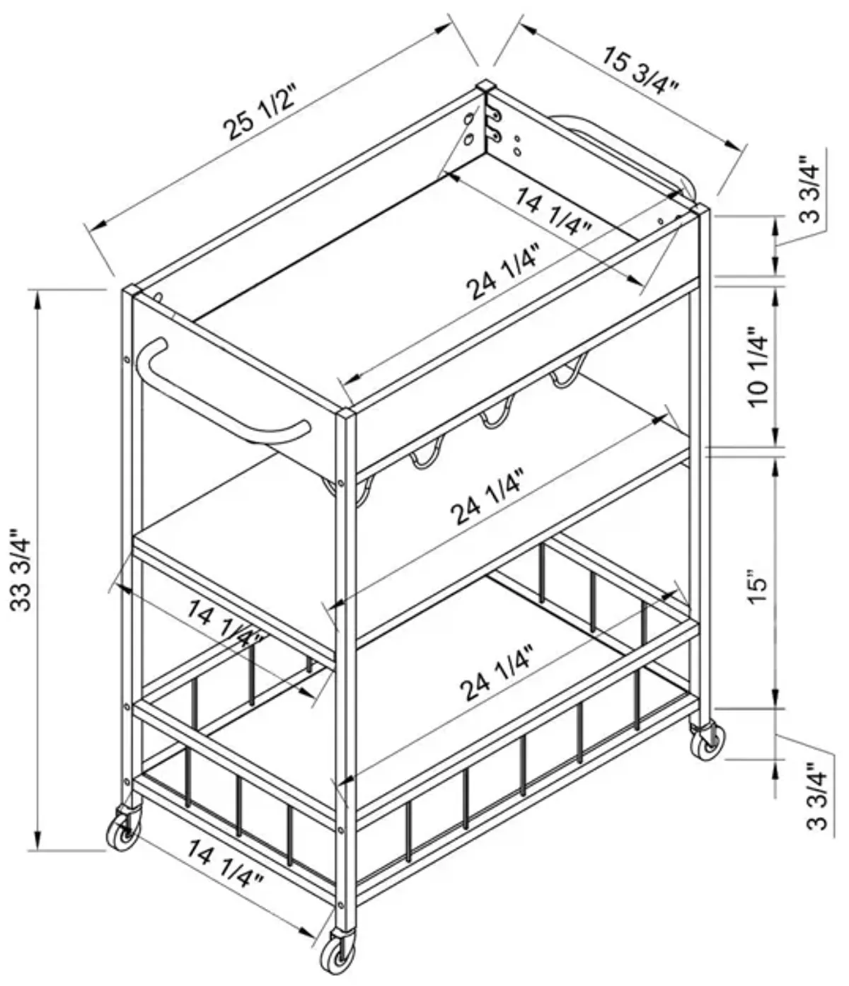 Rolling Kitchen Cart With Storage And Four Wine Bottle Rack