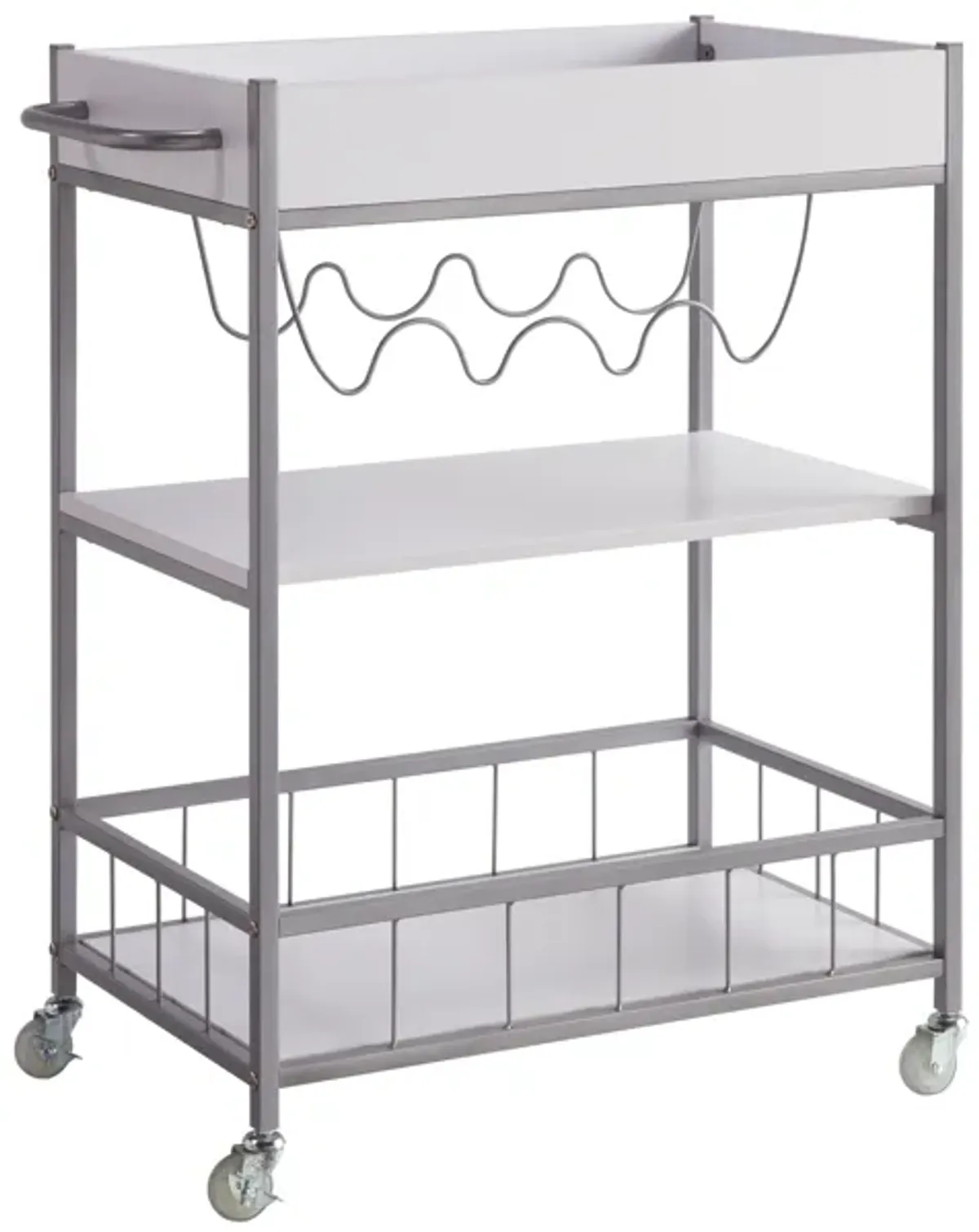 Rolling Kitchen Cart With Storage And Four Wine Bottle Rack