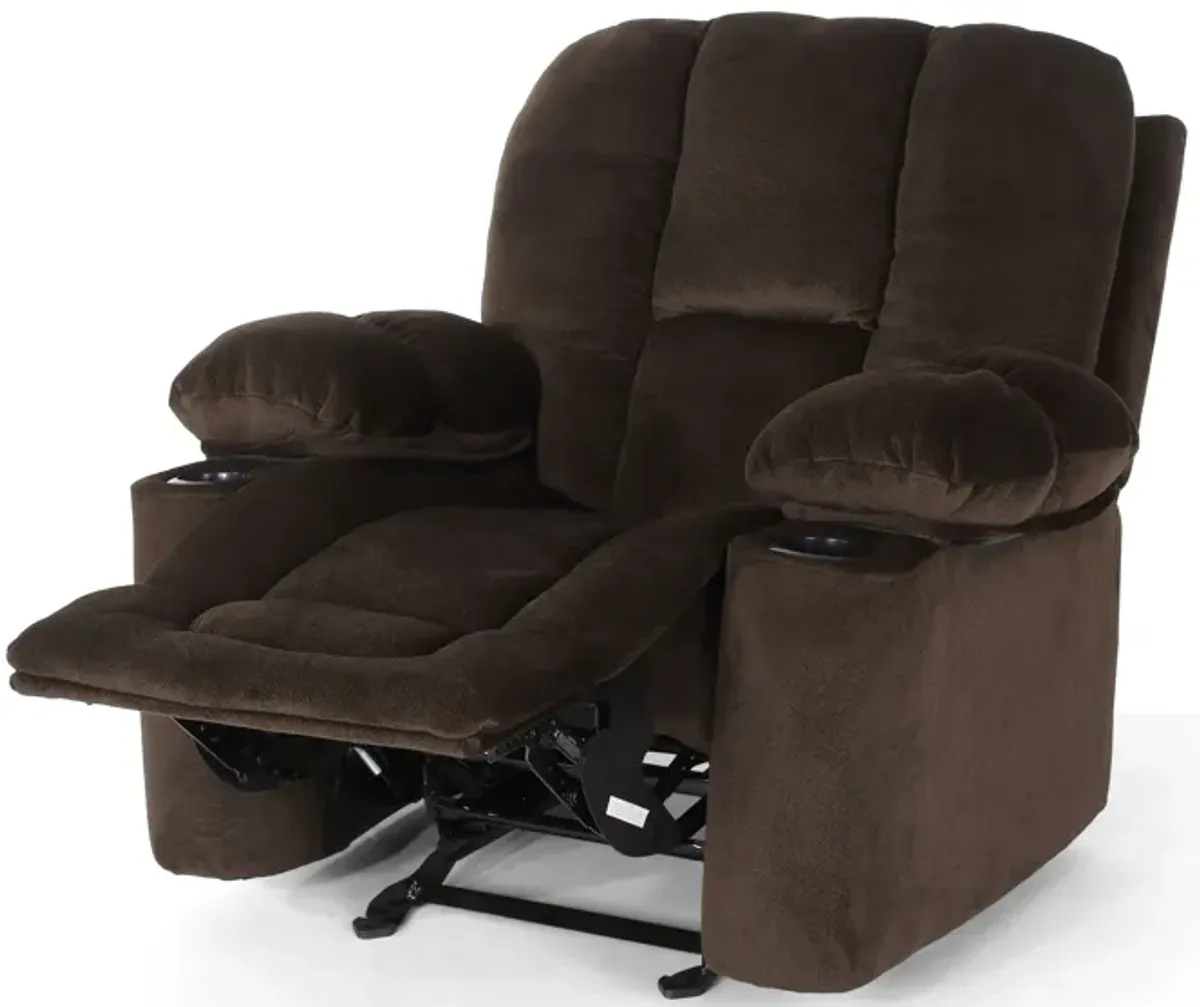 Luxurious Manual Recliner Chair With Skin-Friendly Fabric And Dual Cup Holders