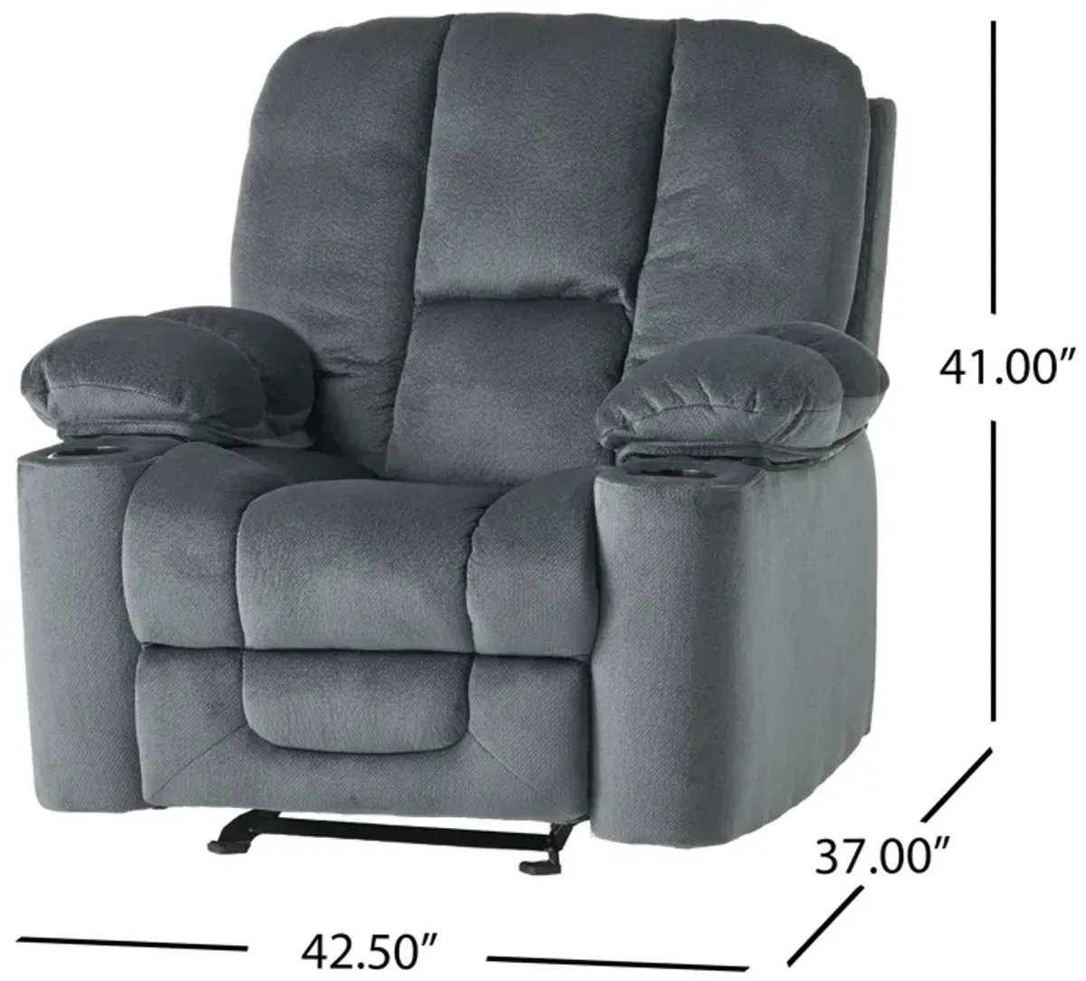 Luxurious Manual Recliner Chair With Skin-Friendly Fabric And Dual Cup Holders