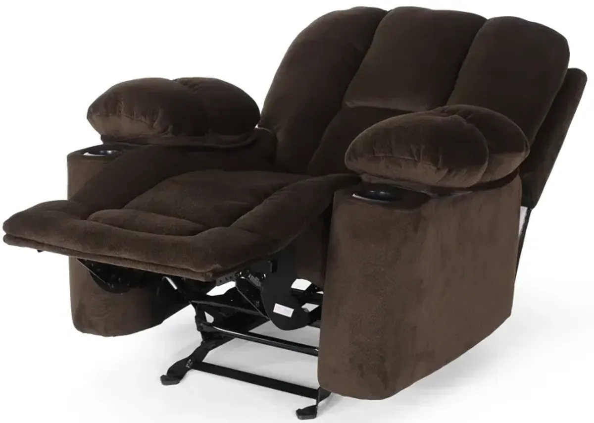 Luxurious Manual Recliner Chair With Skin-Friendly Fabric And Dual Cup Holders