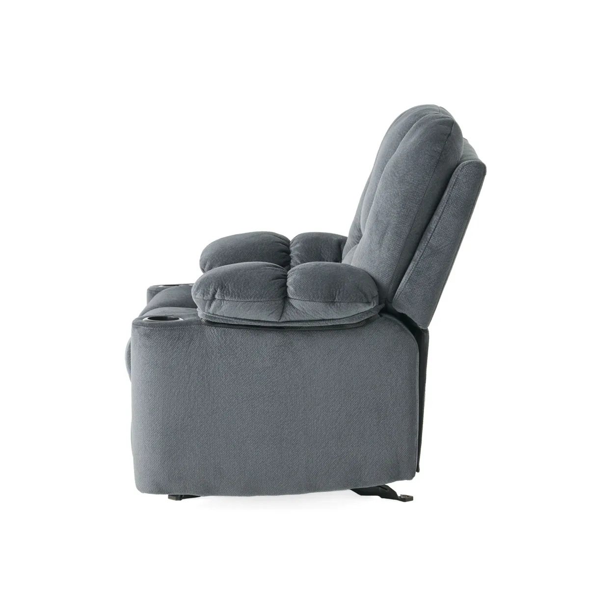 Luxurious Manual Recliner Chair With Skin-Friendly Fabric And Dual Cup Holders