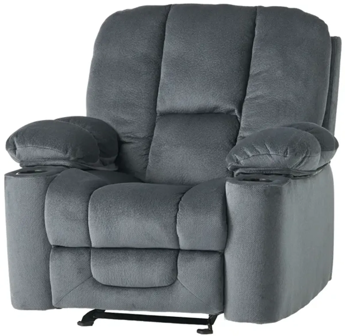 Luxurious Manual Recliner Chair With Skin-Friendly Fabric And Dual Cup Holders