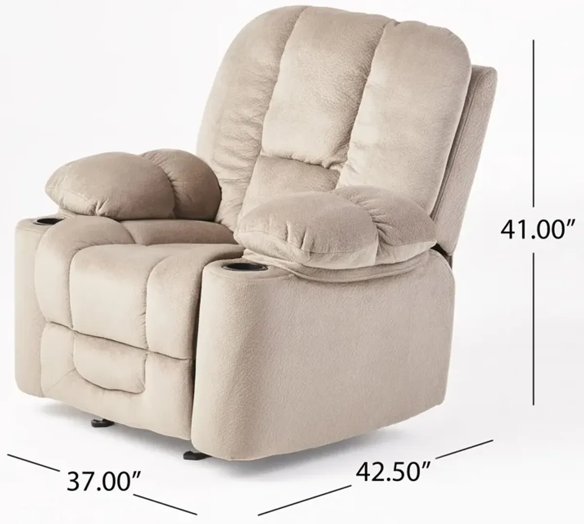 Luxurious Manual Recliner Chair With Skin-Friendly Fabric And Dual Cup Holders