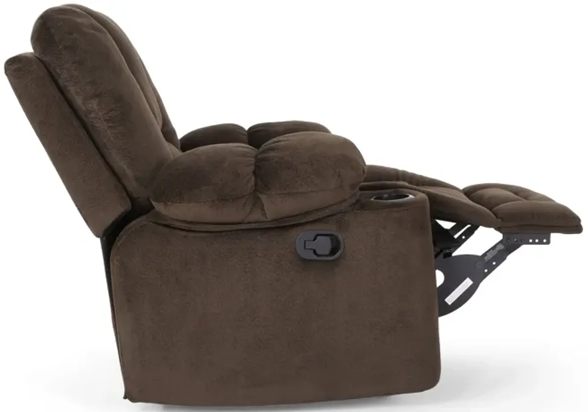 Luxurious Manual Recliner Chair With Skin-Friendly Fabric And Dual Cup Holders