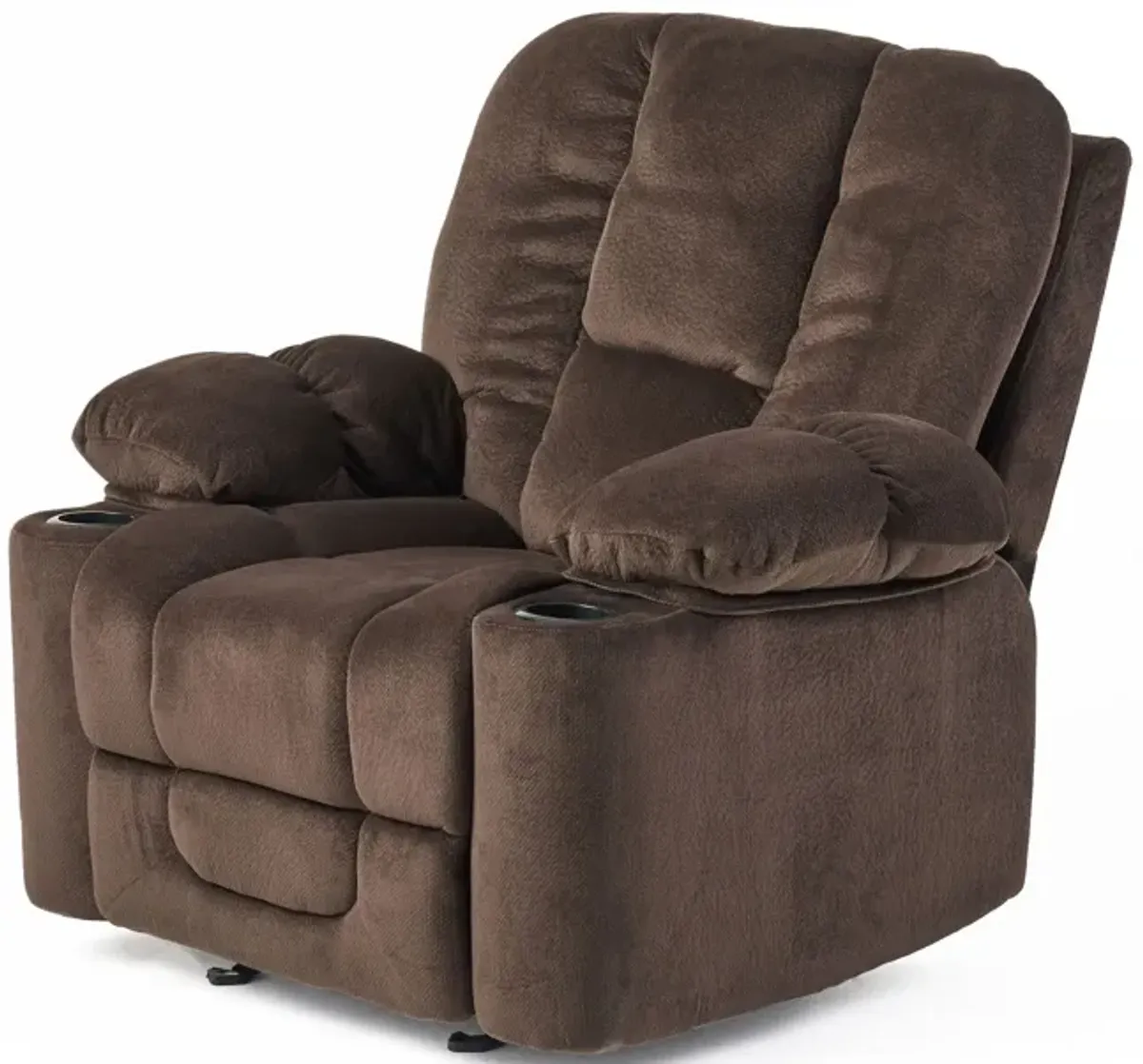 Luxurious Manual Recliner Chair With Skin-Friendly Fabric And Dual Cup Holders