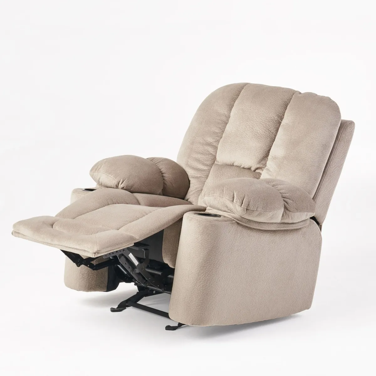 Luxurious Manual Recliner Chair With Skin-Friendly Fabric And Dual Cup Holders