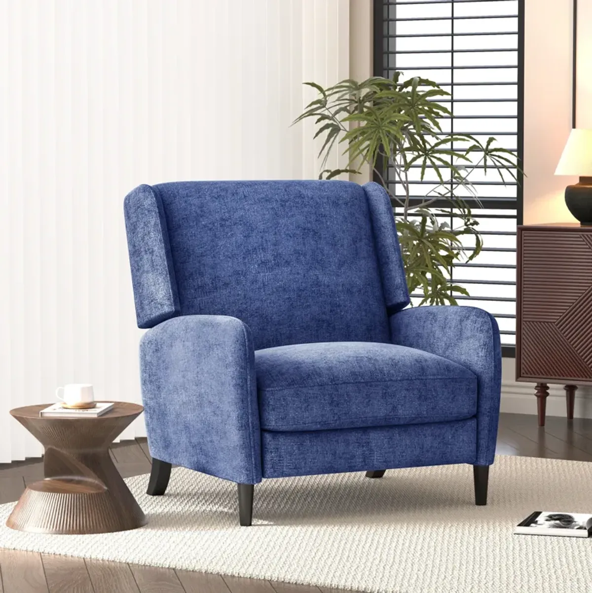 Oversized Textured Fabric Pushback Recliner