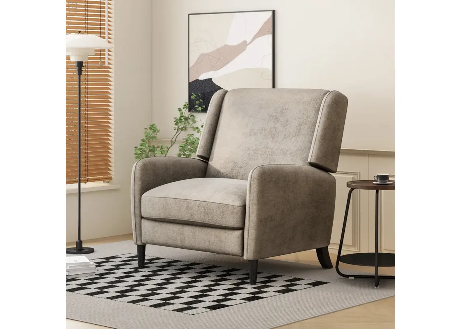 Oversized Textured Fabric Pushback Recliner