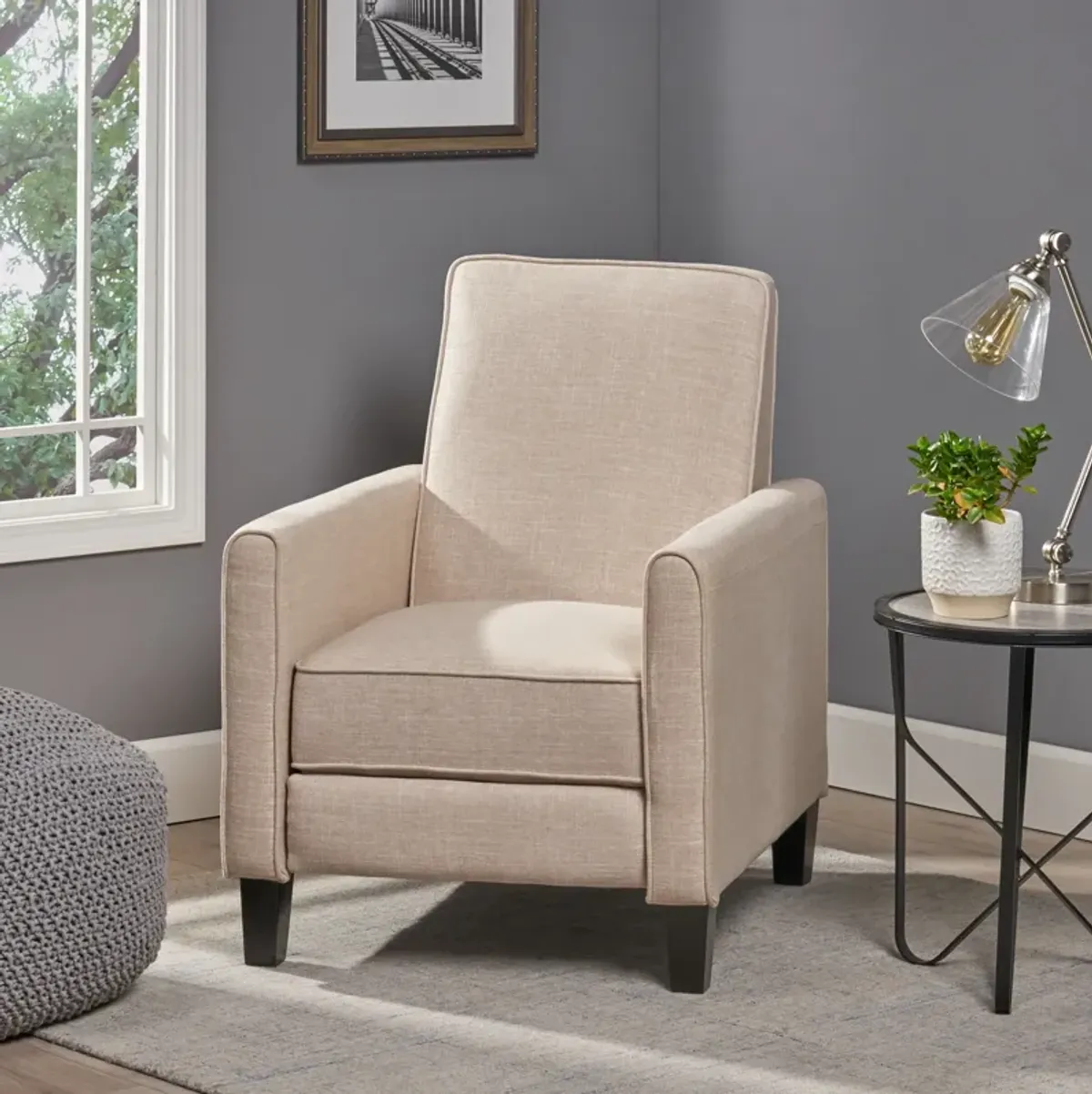 Linen Push Back Chair For Elegant Home