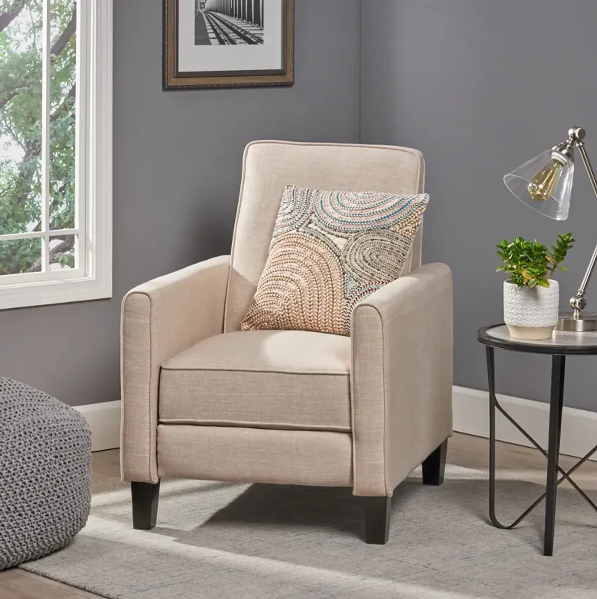 Linen Push Back Chair For Elegant Home